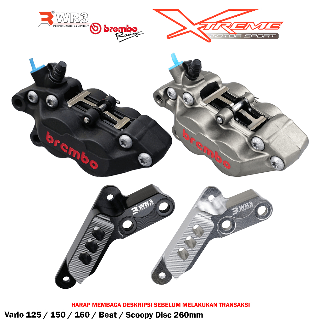Breket Kaliper WR3 With Br3mbo 4P ADV / CBR 250RR / NSR 150 SP / CB 150R K45R K45G / Vario / Scoopy / Beat