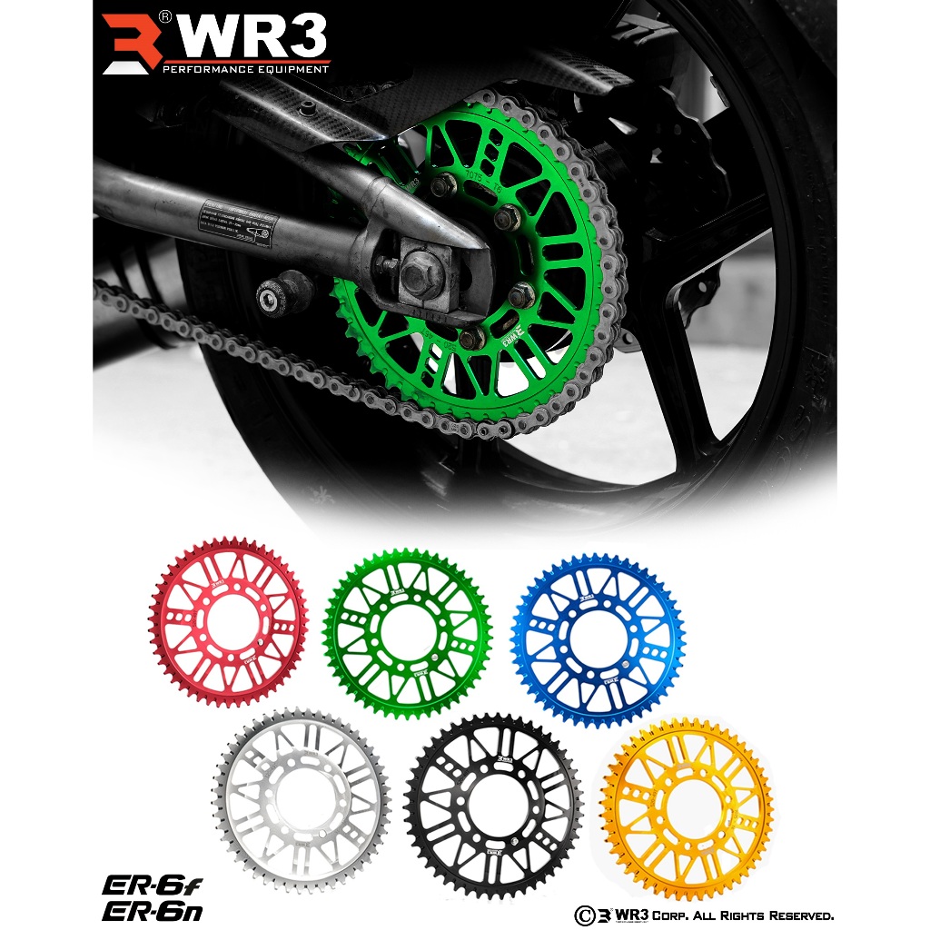 Gear Belakang WR3 WRA 478 - 520 ER6 / Ninja 650 / Z650 / ZX25R / Z800 / Z900 RS / Z1000 / ZX636 / ZX6R / ZX10R / Versys / Vulcan 650 Uk 46-50 T