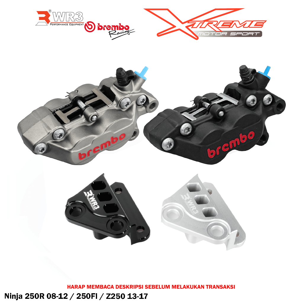 Breket Kaliper WR3 With Br3mbo 4P Ninja 250 FI / SL / 150 RR / R / SS / Z250 / Z125 / Vulcan 650 / Vstrom V-Strom 250 SX