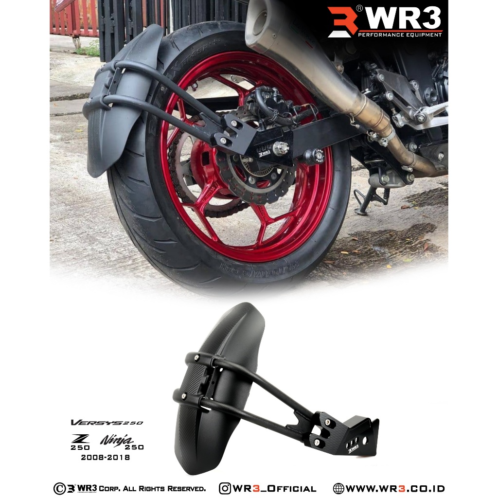 Mudguard Mu Guard WR3 Kawasaki Ninja 250FI Z250FI New 2018 N250R Karbu KLE 500 Versys 250