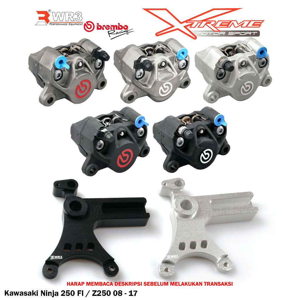 Breket Kaliper WR3 With Br3mbo 2P Untuk Ninja 250 Fi / 150 RR R SS / 150RR 150R 150SS / Z250 / ZX25R