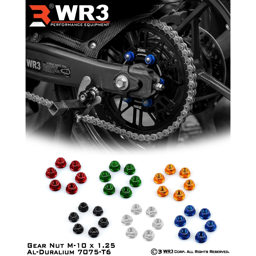 Mur Gear / Sprocket Nuts WR3 M10 10mm Universal R25 ZX25R Ninja CBR