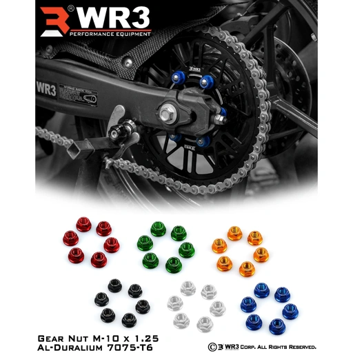 Image of Mur Gear / Sprocket Nuts WR3 M10 10mm Universal R25 ZX25R Ninja CBR