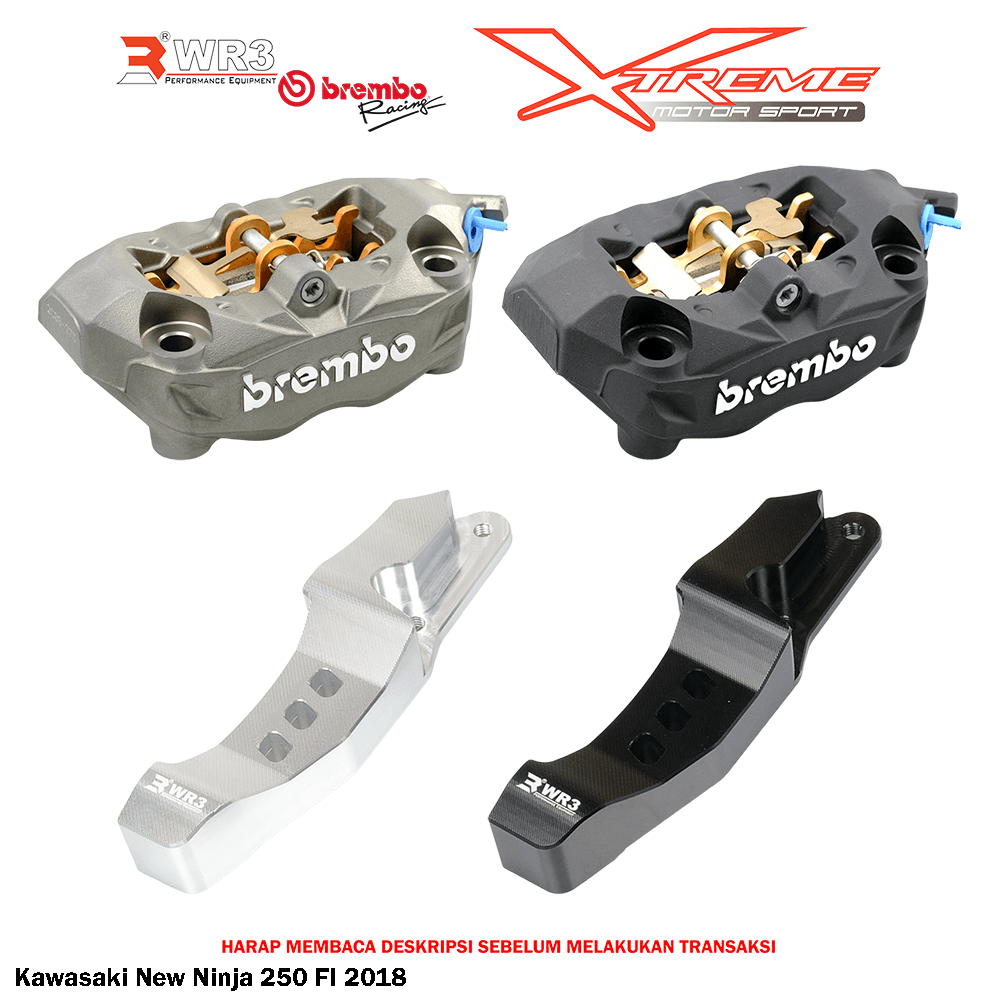 Paket Kaliper Br3mbo M4 P32 100mm With Breket WR3 Ninja 250 FI NEW 2018