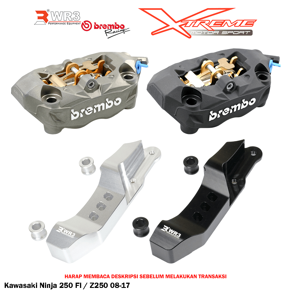 Paket Kaliper Br3mbo M4 P32 100mm With Breket WR3 Ninja 250 FI 2013-2017