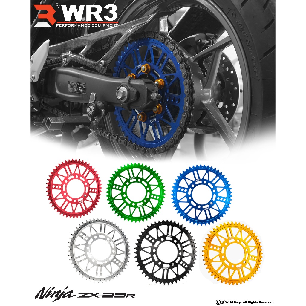 Gear Belakang WR3 WRA 478 - 520 ER6 / Ninja 650 / Z650 / ZX25R / Z800 / Z900 RS / Z1000 / ZX636 / ZX6R / ZX10R / Versys / Vulcan 650 Uk 46-50 T
