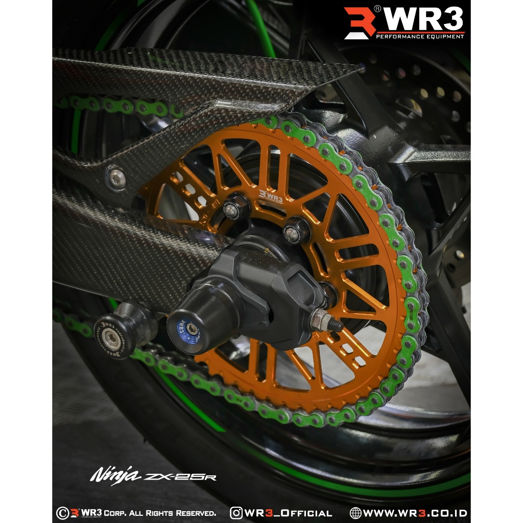 Gear Belakang WR3 WRA 478 - 520 ER6 / Ninja 650 / Z650 / ZX25R / Z800 / Z900 RS / Z1000 / ZX636 / ZX6R / ZX10R / Versys / Vulcan 650 Uk 46-50 T