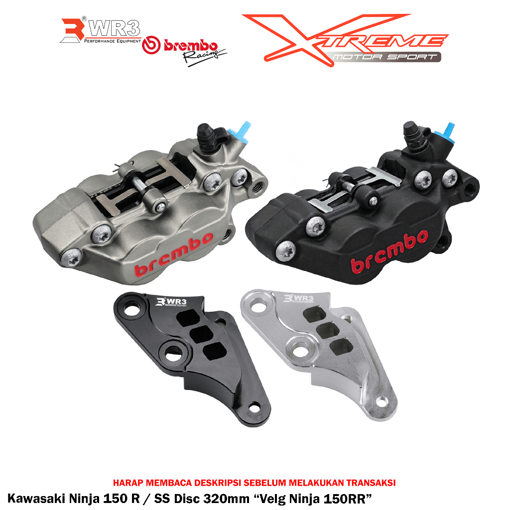 Breket Kaliper WR3 With Br3mbo 4P Ninja 250 FI / SL / 150 RR / R / SS / Z250 / Z125 / Vulcan 650 / Vstrom V-Strom 250 SX
