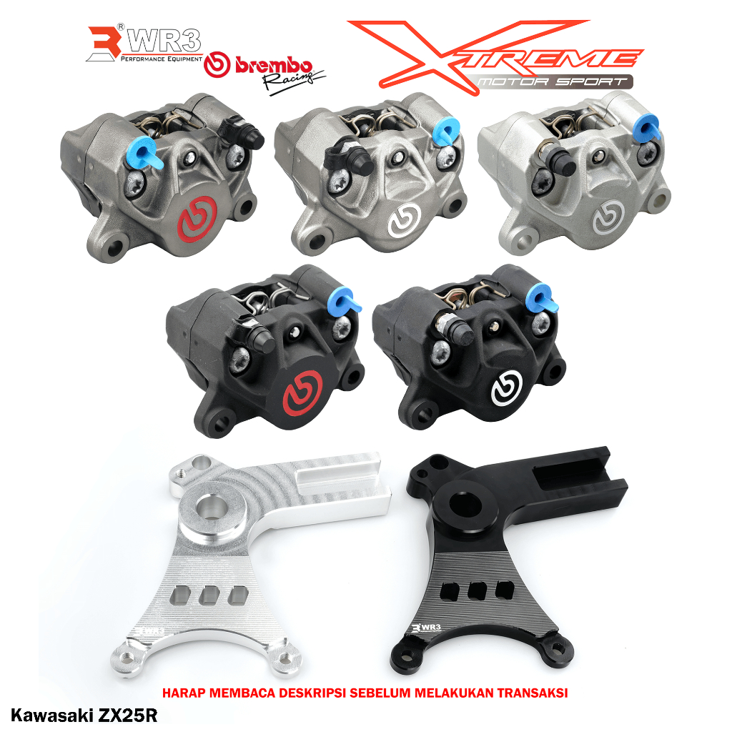 Breket Kaliper WR3 With Br3mbo 2P Untuk Ninja 250 Fi / 150 RR R SS / 150RR 150R 150SS / Z250 / ZX25R