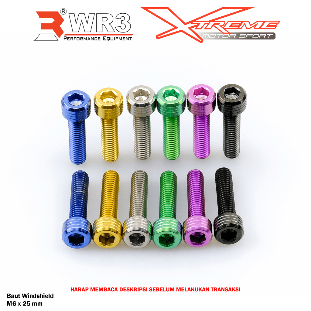 Paketan Baut Titanium WR3 Windshield ZX25R Z800 ER6 Versys Ninja 250 Fi 150 RR H2 1000 / CBR 150R 250 RR CB 500X