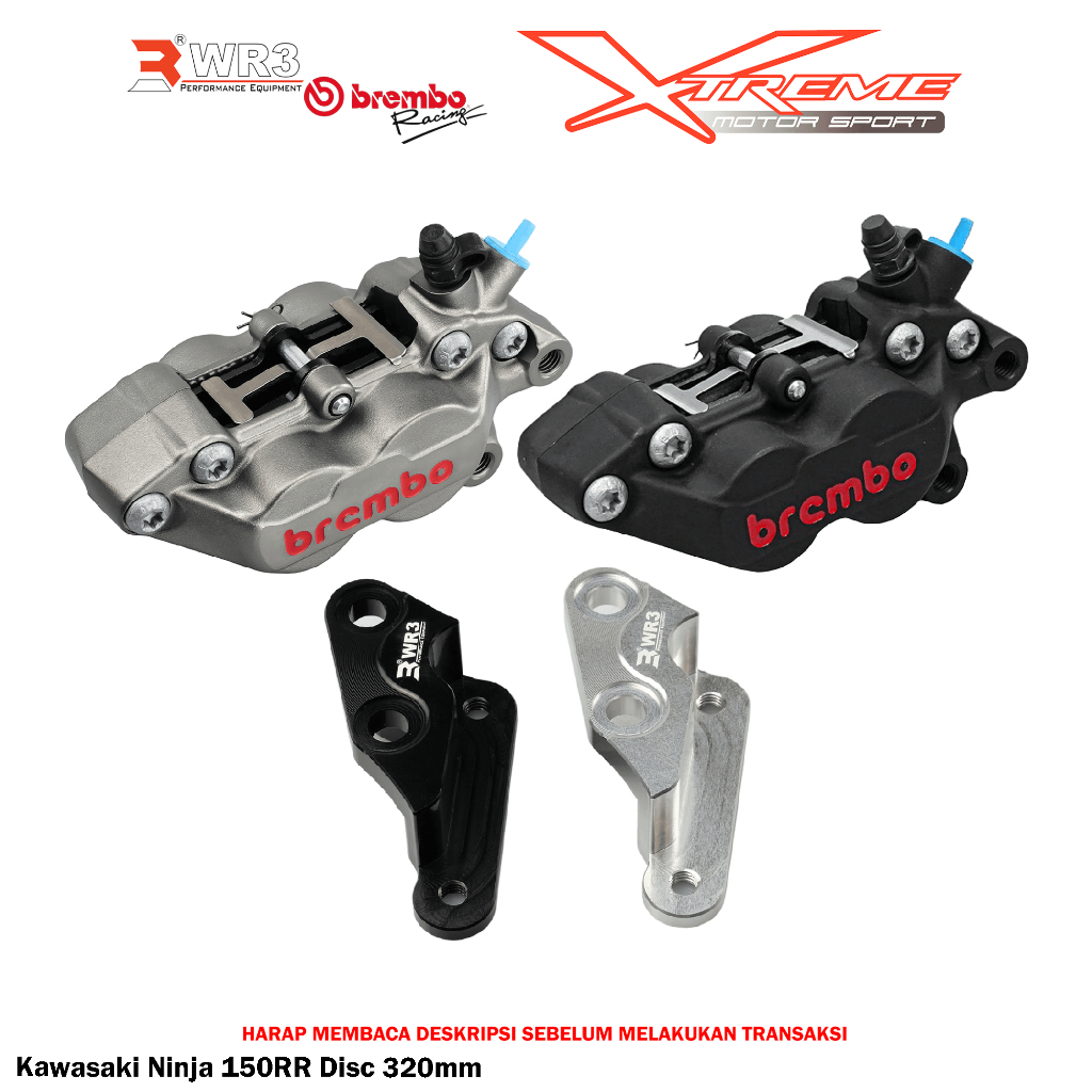 Breket Kaliper WR3 With Br3mbo 4P Ninja 250 FI / SL / 150 RR / R / SS / Z250 / Z125 / Vulcan 650 / Vstrom V-Strom 250 SX