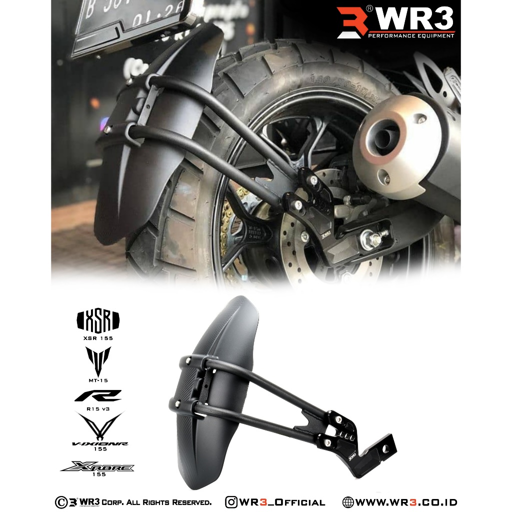 Mudguard Mud Guard WR3 Yamaha XSR 155 / R15 V3 / R15 V2/ MT15 / Vixion R / Xabre High Grade.