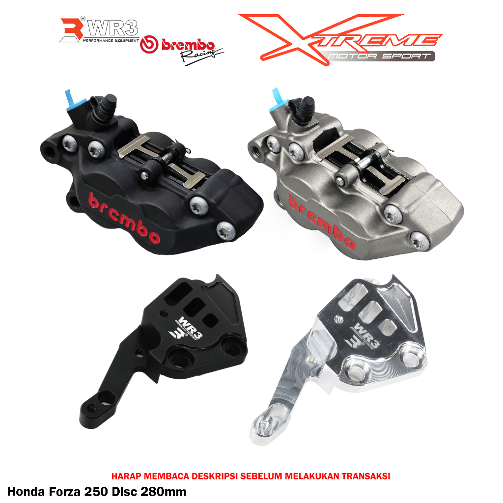 Breket Kaliper WR3 With Br3mbo 4P Forza 250 / KTM Duke / RC 200 / 250 / 390 / Rebel 300 / 500