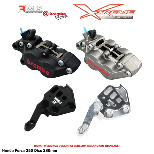 Image of Breket Kaliper WR3 With Br3mbo 4P Forza 250 / KTM Duke / RC 200 / 250 / 390 / Rebel 300 / 500