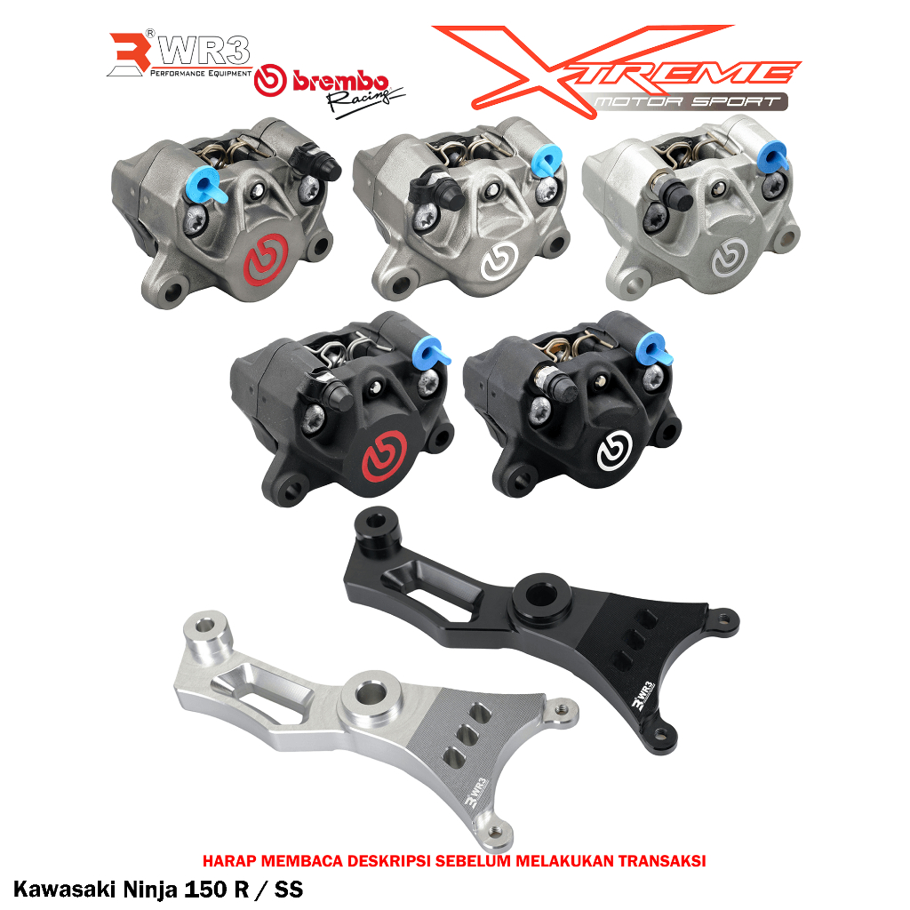 Breket Kaliper WR3 With Br3mbo 2P Untuk Ninja 250 Fi / 150 RR R SS / 150RR 150R 150SS / Z250 / ZX25R