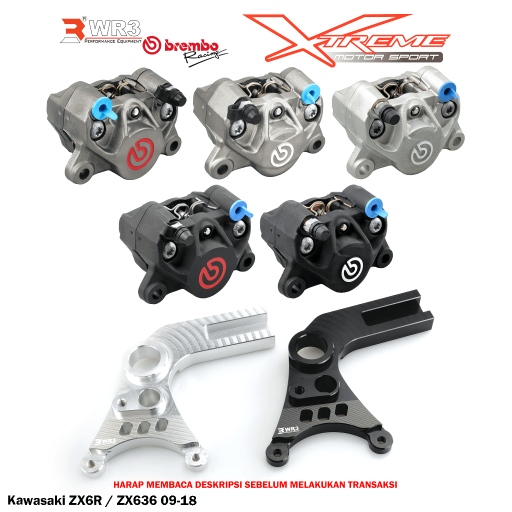Breket Kaliper WR3 With Br3mbo 2P Untuk Motor ZX10R ZX10 R ZX 10R / ZX6R ZX636 ZX 6R 636