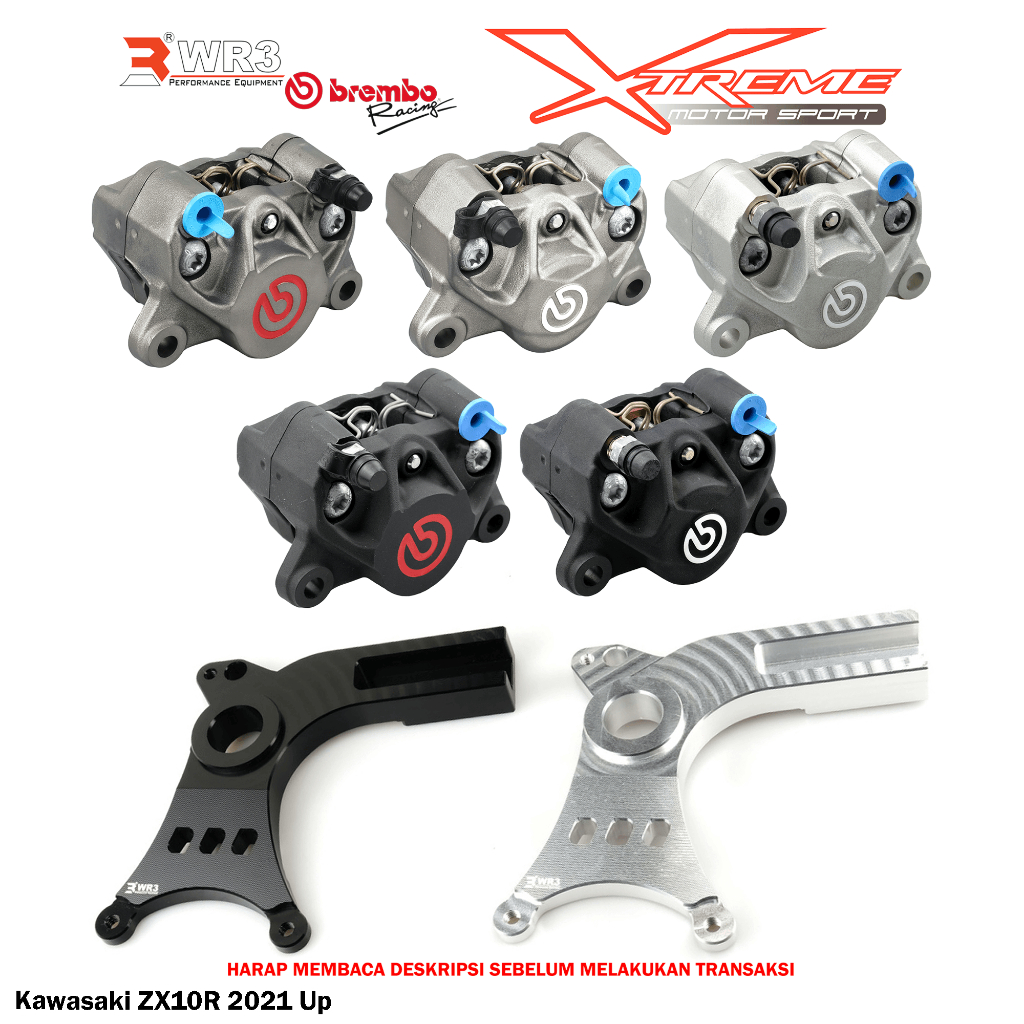 Breket Kaliper WR3 With Br3mbo 2P Untuk Motor ZX10R ZX10 R ZX 10R / ZX6R ZX636 ZX 6R 636