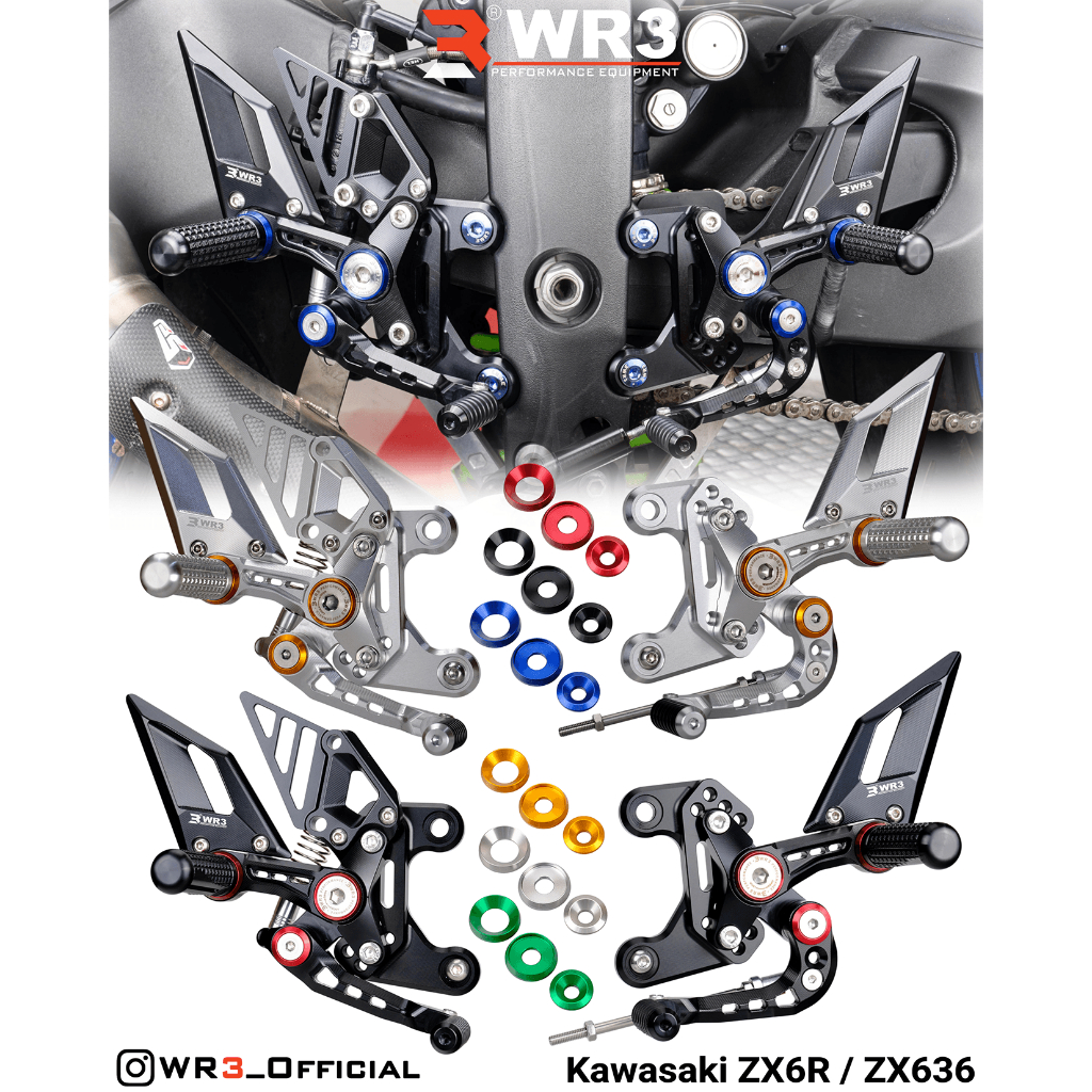 Footstep Underbone Rearset Racing WR3 RS - Series ZX636 / ZX6R