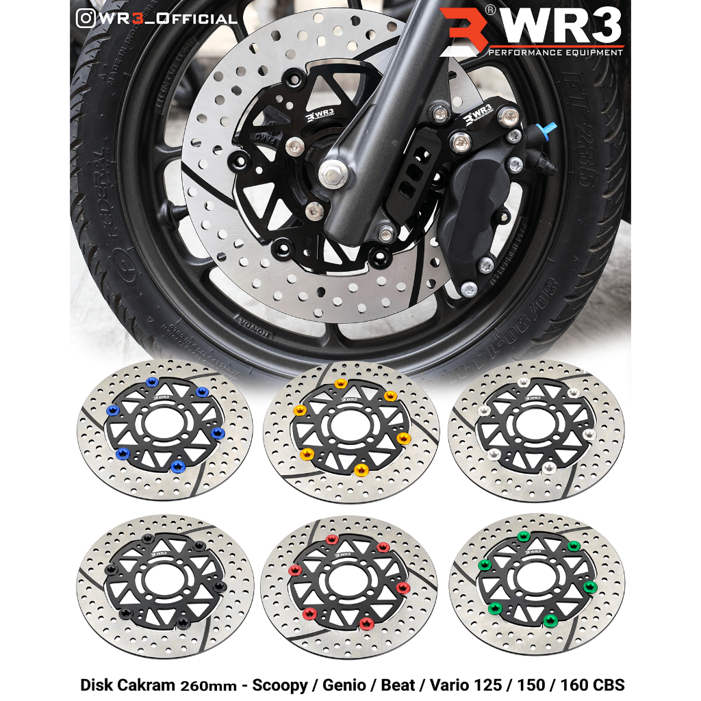 Disk Brake Cakram Piringan Depan WR3 Beat Vario Scoopy Genio Disc 260mm / R25 MT25 R15 V3 V4 MT15 XSR155 Disc 320mm