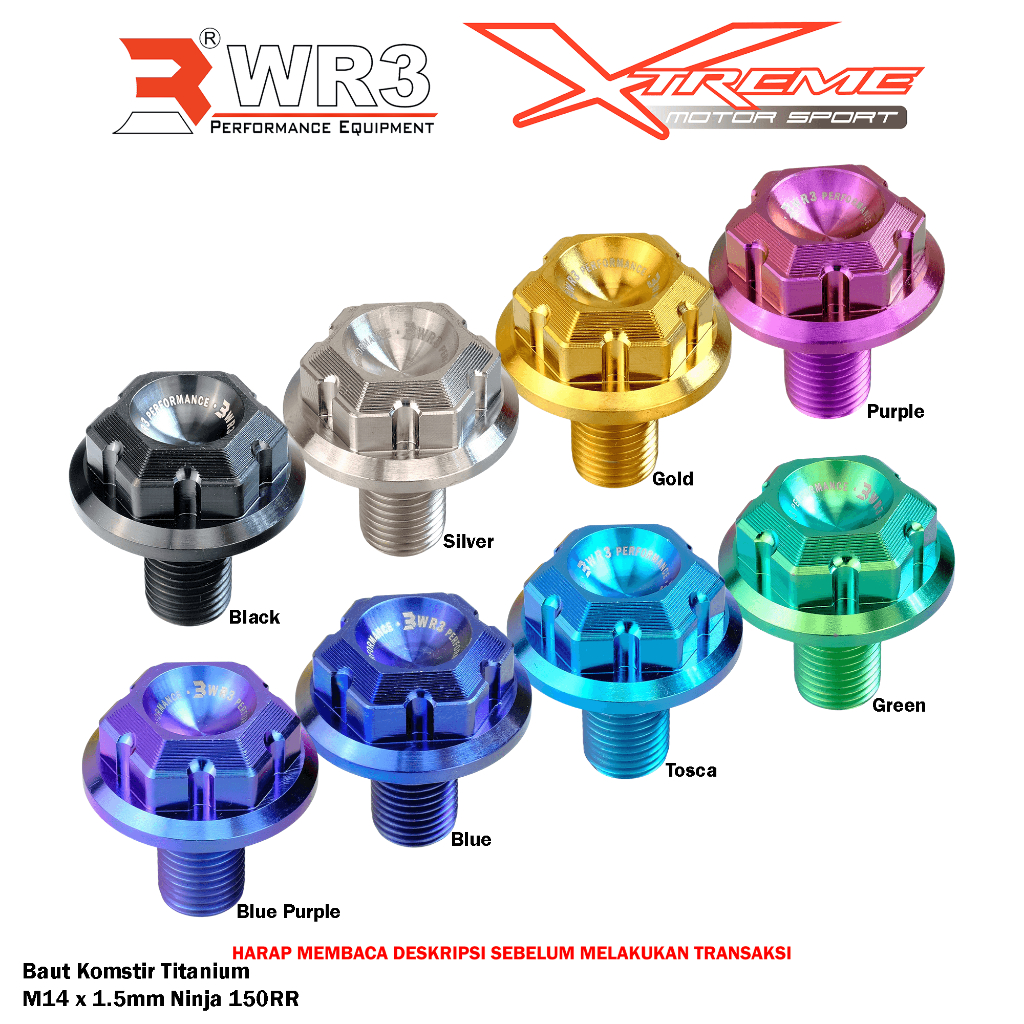 Baut Komstir Titanium WR3 Ninja 250 FI / 250R Karbu / Z250 Old / Ninja 150RR 150R 150SS 150 RR R SS