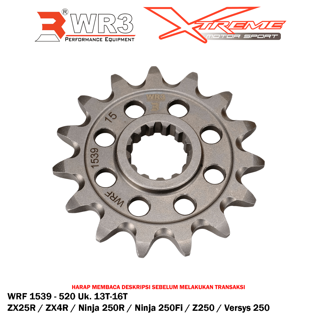 Gear Depan WR3 WRF 1539 - 520 ZX25R ZX4R Versys Ninja 250 R Z250 Fi Mono Karbu