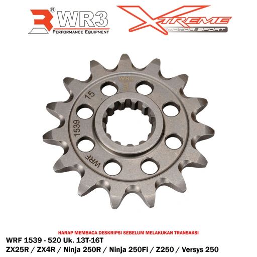 Gear Depan WR3 WRF 1539 - 520 ZX25R ZX4R Versys Ninja 250 R Z250 Fi Mono Karbu