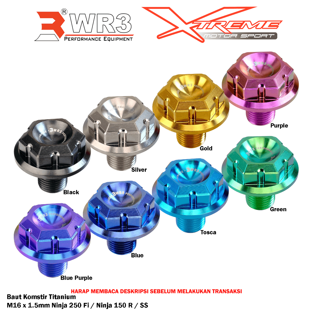 Baut Komstir Titanium WR3 Ninja 250 FI / 250R Karbu / Z250 Old / Ninja 150RR 150R 150SS 150 RR R SS