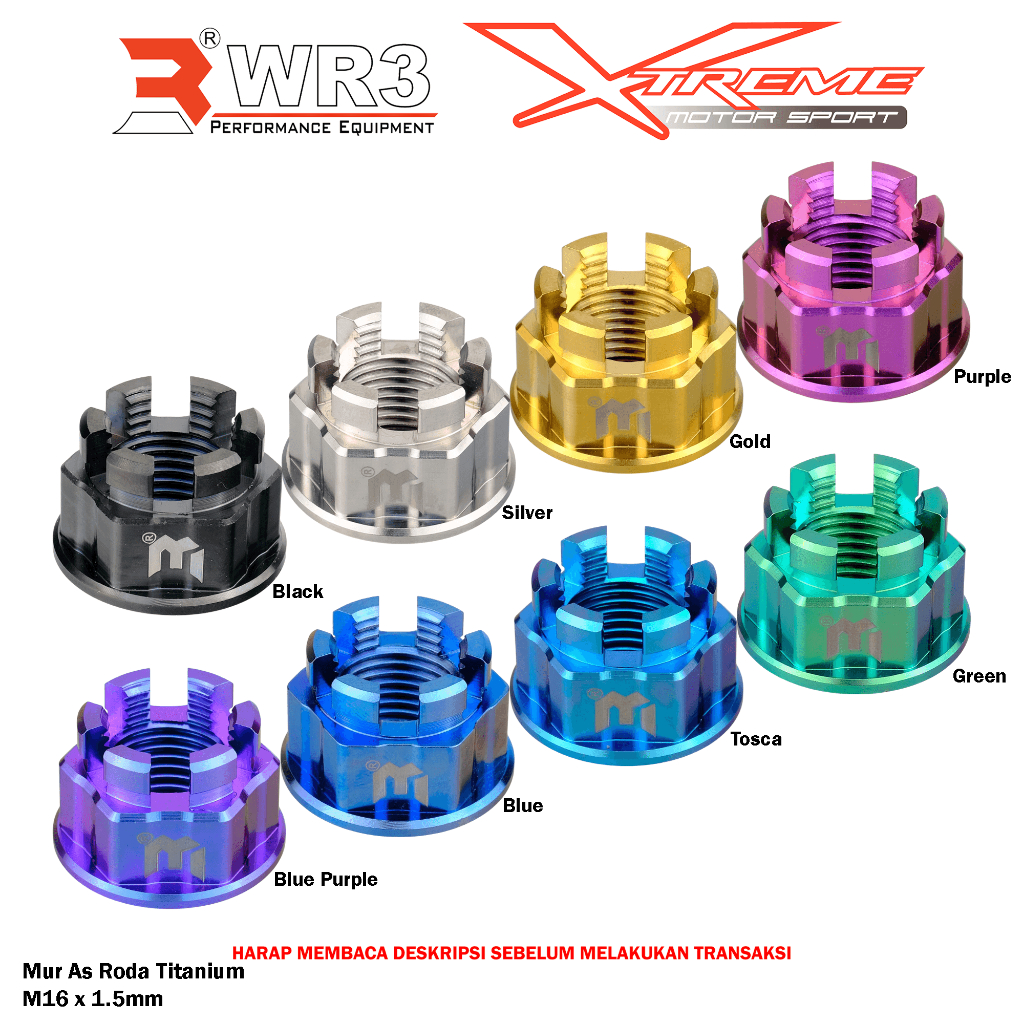 Mur As Roda WR3 Titanium Depan Belakang Universal Ninja R25 ZX25R Nmax