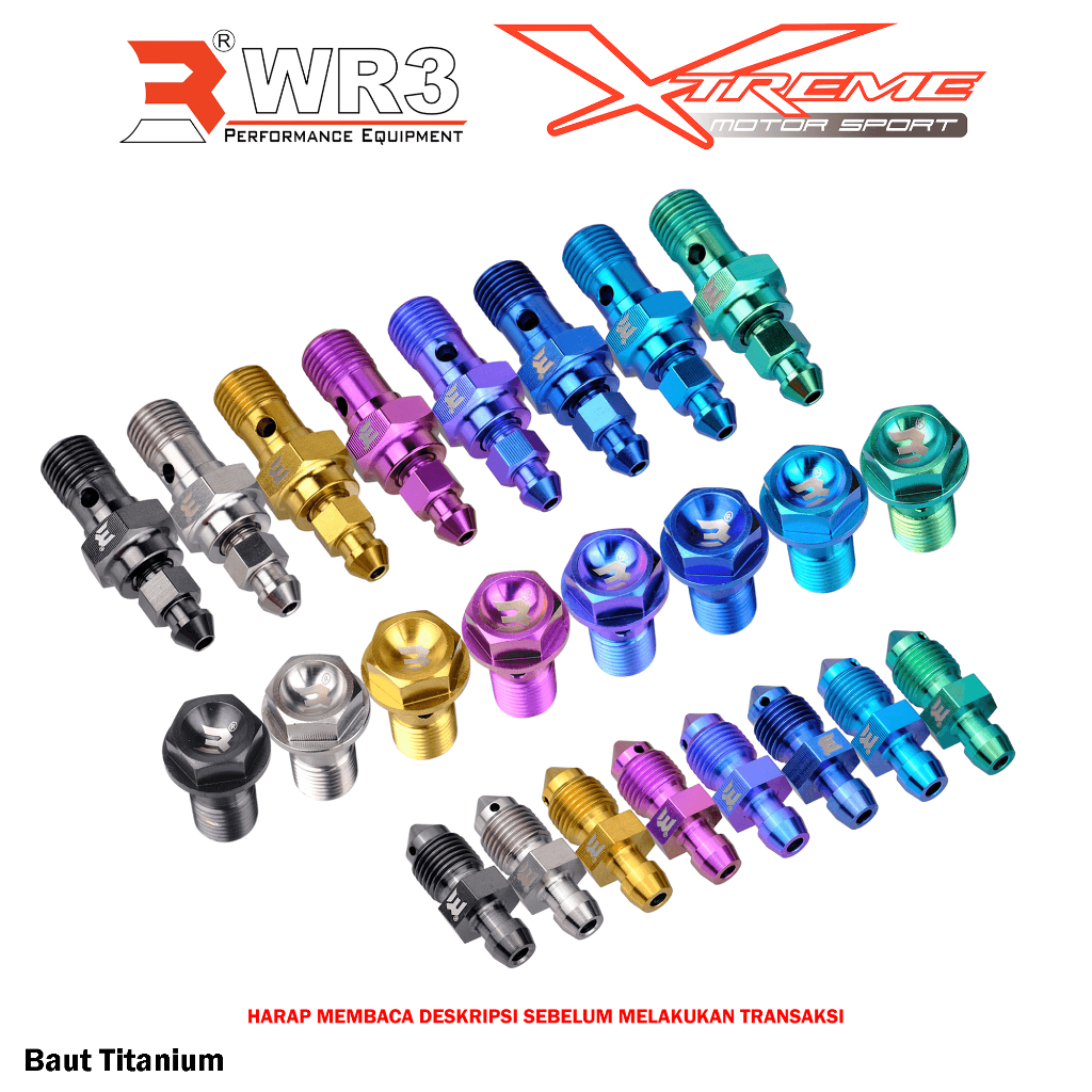Baut Single Drat Halus / Drat Kasar / Baut Bleeding WR3 Bahan Pure Titanium