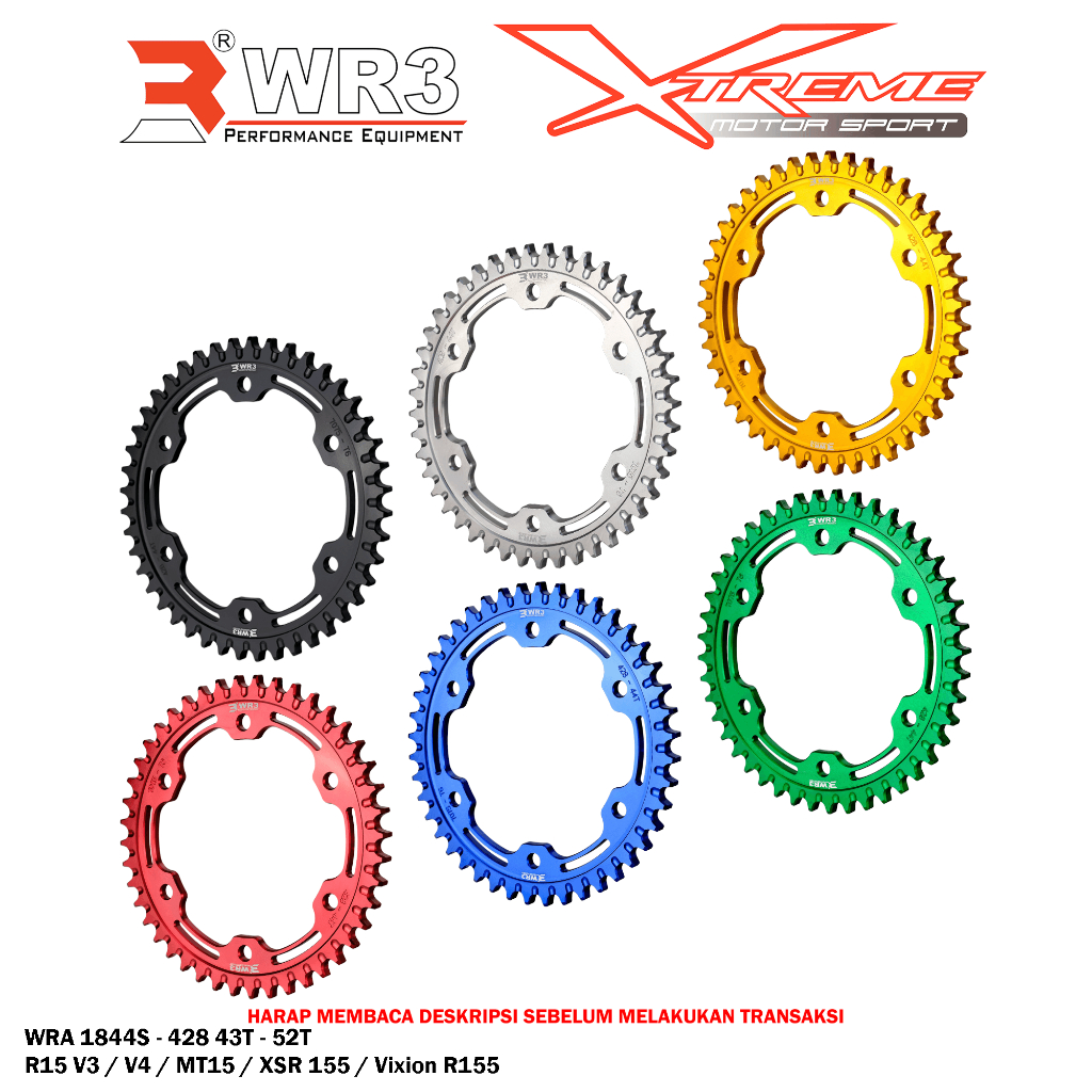 Gear Belakang WR3 Yamaha R15 V3 MT15 XSR 155 Vixion R 155 WRA 1844-428