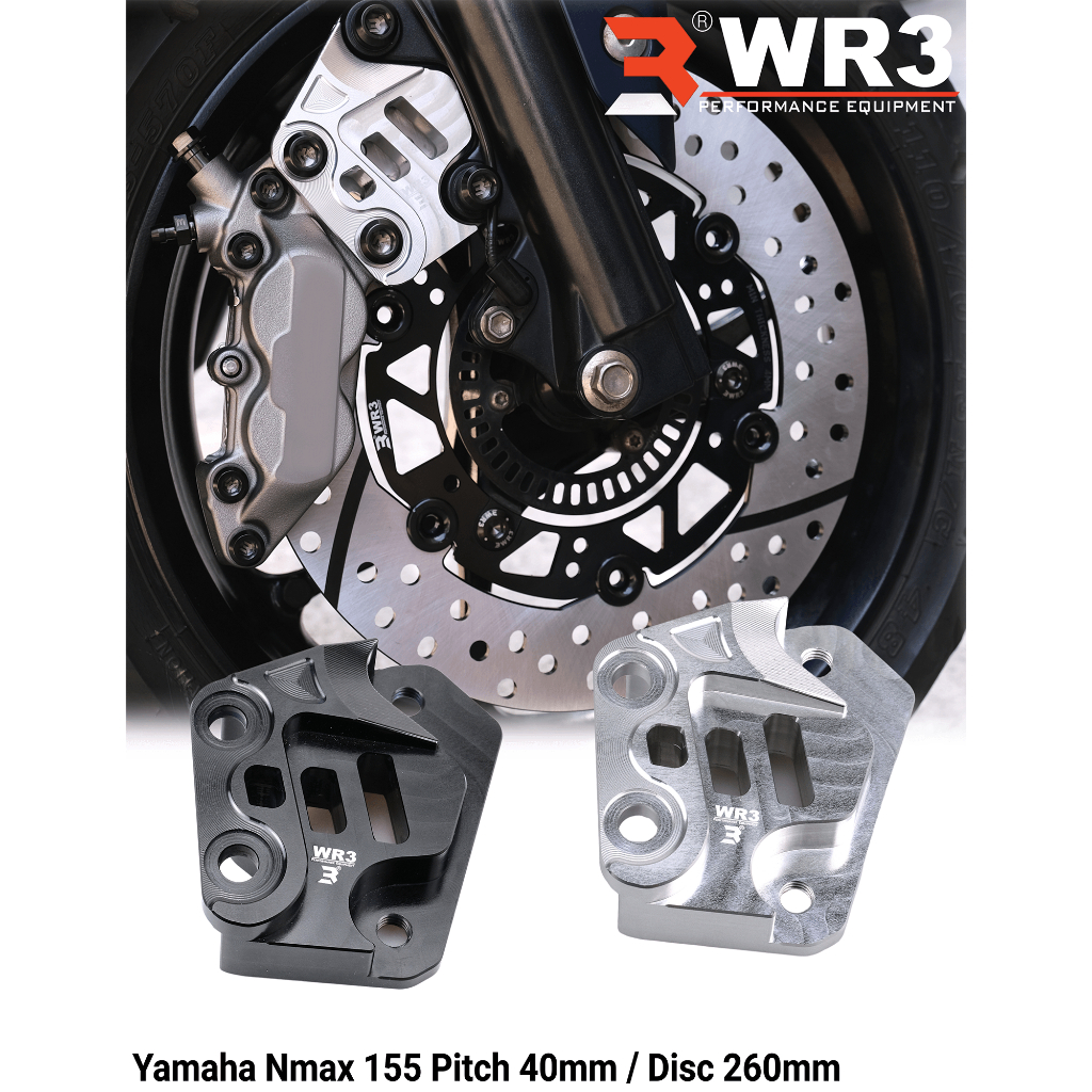Breket Kaliper Depan WR3 For Untuk Kaliper Brembo 4P1P Aerox 155 / Nmax 155 / New 2020 / Turbo Disk Standar / 260mm