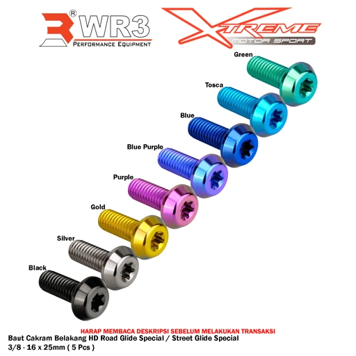 Image of Paketan Baut Titanium WR3 Derby Cover / Windshield / Cakram Depan / Belakang Harley Davidson Road Glid Special / Street Glide Special