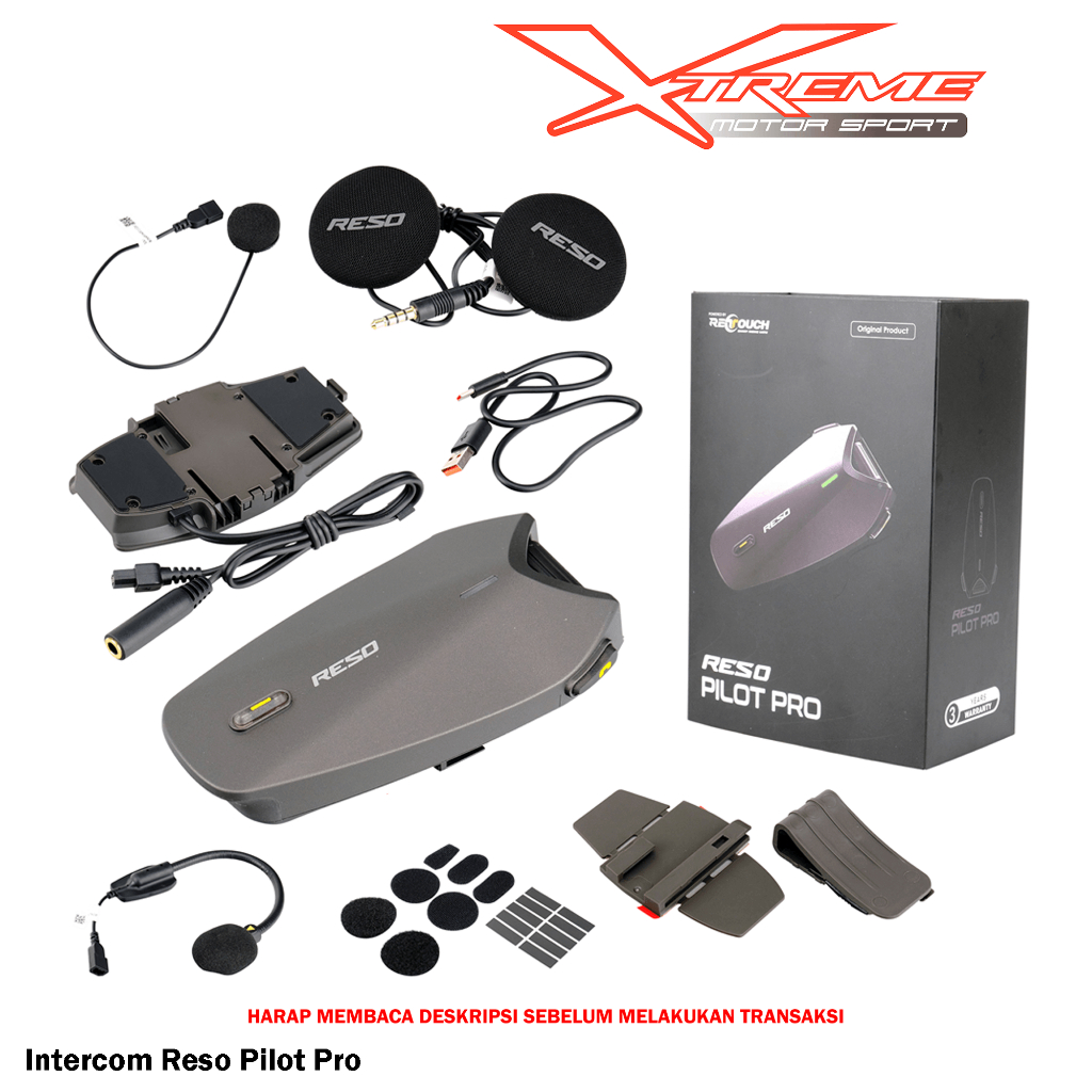 Intercom Reso Pilot Pro Bluetooth Intercom Helm Helmet Mesh Retouch Garansi 3 Tahun