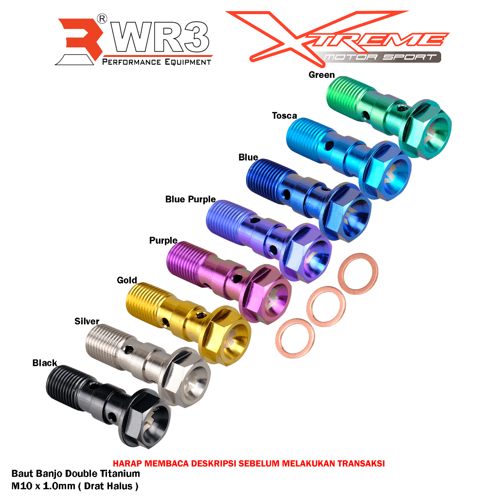 Baut Double Drat Halus / Drat Kasar / Baut Bleeding WR3 Bahan Pure Titanium Universal