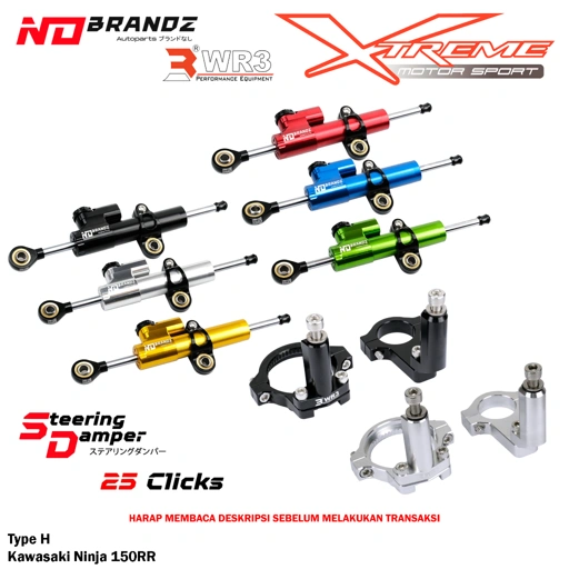 Image of Breket WR3 + Stabilizer / Steering Damper NO BRANDZ Type H / O Untuk Ninja 150RR RR / Xmax 250