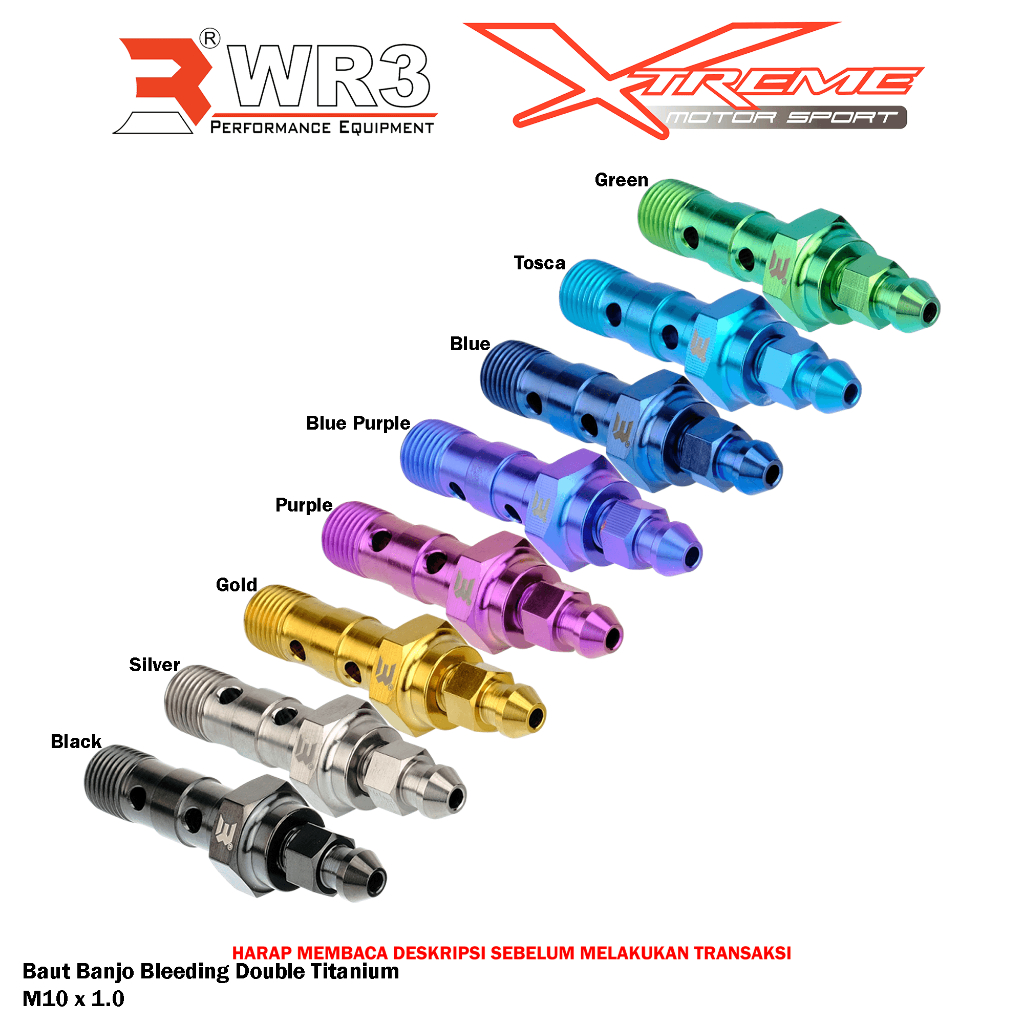 Baut Double Drat Halus / Drat Kasar / Baut Bleeding WR3 Bahan Pure Titanium Universal