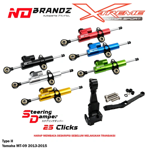 Image of Breket WR3 + Stabilizer / Steering Damper NO BRANDZ Type H / O MT09 / R25 / Ninja 250 FI / ZX636 ZX6R