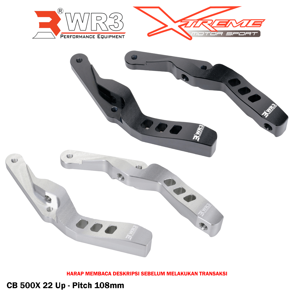 Breket Kaliper Depan Radial WR3 For Untuk CBR 250 RR / CB 500X Pitch 100 / 108 mm
