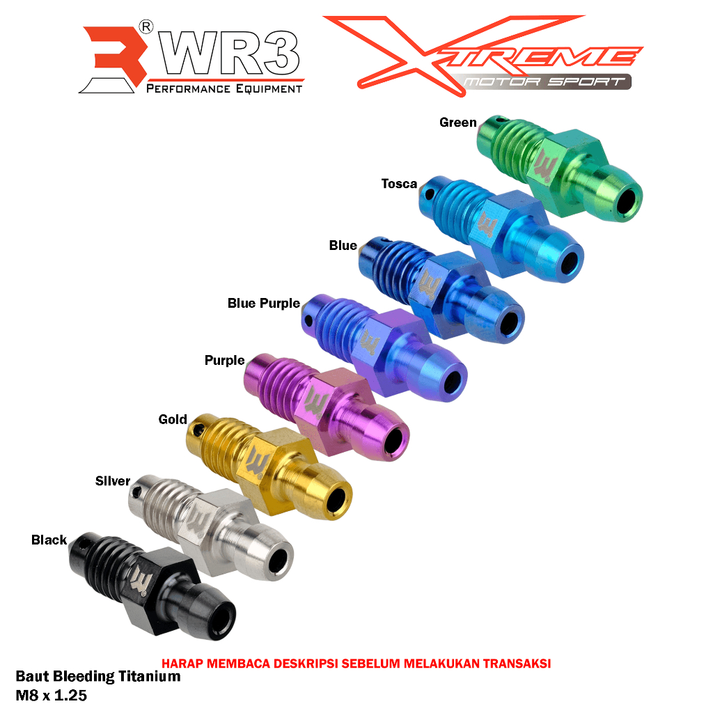 Baut Double Drat Halus / Drat Kasar / Baut Bleeding WR3 Bahan Pure Titanium Universal