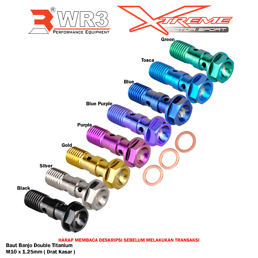 Baut Double Drat Halus / Drat Kasar / Baut Bleeding WR3 Bahan Pure Titanium Universal