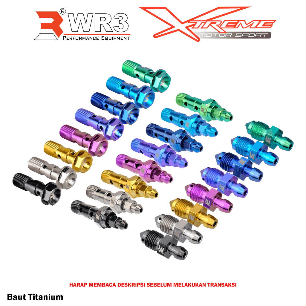 Baut Double Drat Halus / Drat Kasar / Baut Bleeding WR3 Bahan Pure Titanium Universal