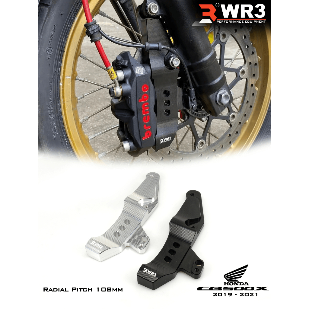 Breket Kaliper Depan Radial WR3 For Untuk CBR 250 RR / CB 500X Pitch 100 / 108 mm