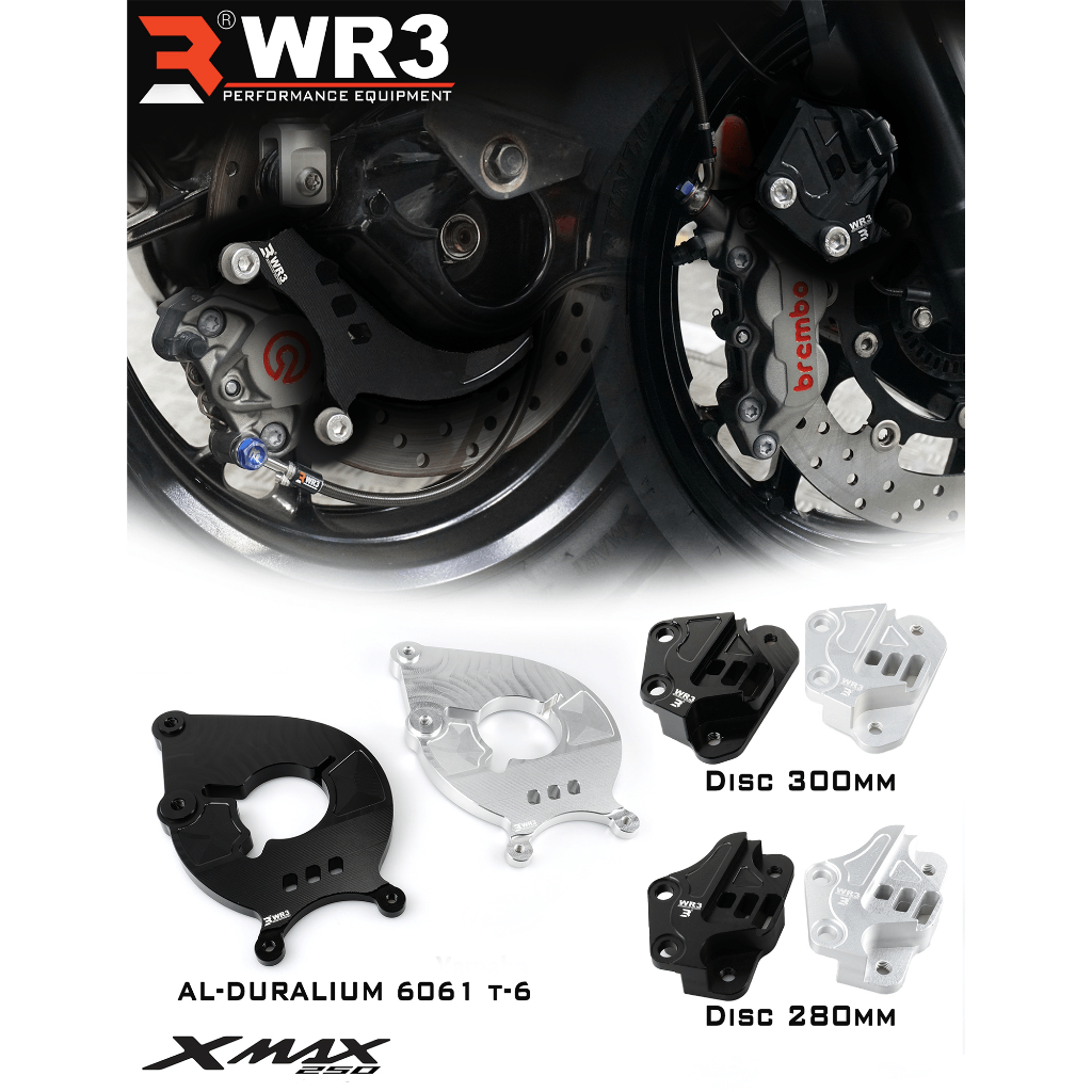 Breket Kaliper Depan WR3 For Untuk Kaliper Brembo 4P1P Xmax 250 Disc Standar / 300 mm