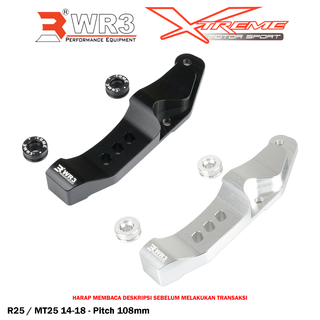 Breket Kaliper Depan Radial WR3 For Untuk Xmax 250 / R25 / MT25 / Forza 250 Pitch 100 / 108 mm