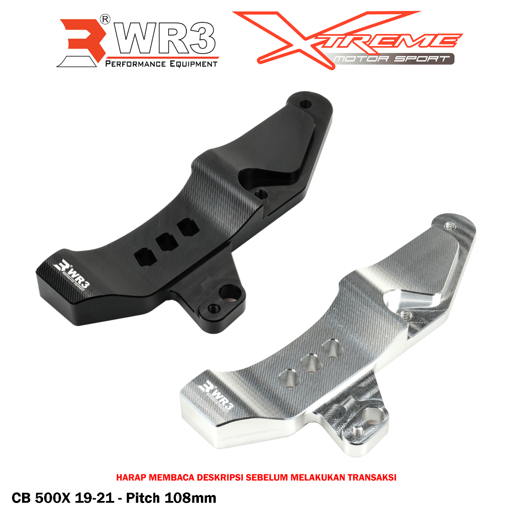 Breket Kaliper Depan Radial WR3 For Untuk CBR 250 RR / CB 500X Pitch 100 / 108 mm