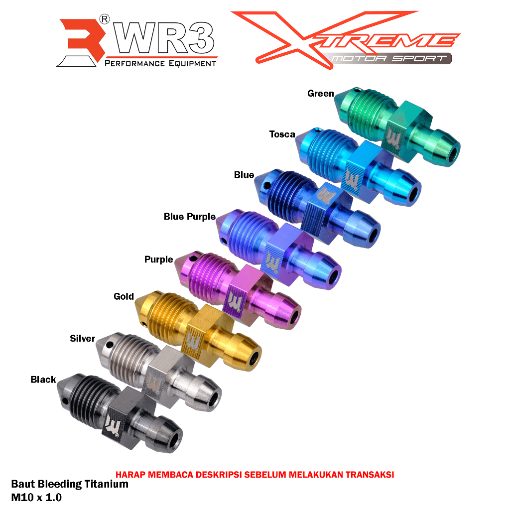 Baut Double Drat Halus / Drat Kasar / Baut Bleeding WR3 Bahan Pure Titanium Universal