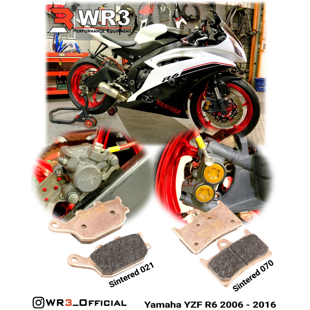 Kampas Rem WR3 Sintered Depan / Belakang R6 / ZX636 / Z800 / CBR 600 / CBR 1000