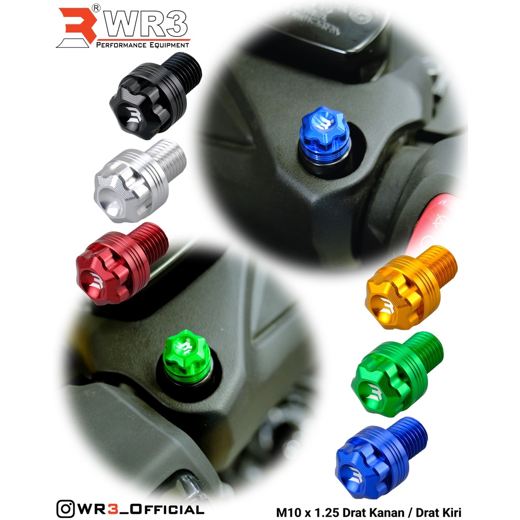 Baut Tutup Lubang Spion WR3 M10x1.25 Drat Kanan / Kiri Universal