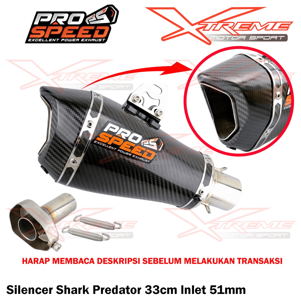 Silencer Knalpot Prospeed Shark Black / Predator / Silver / Carbon / Scooter / Spider Silencer Only Universal