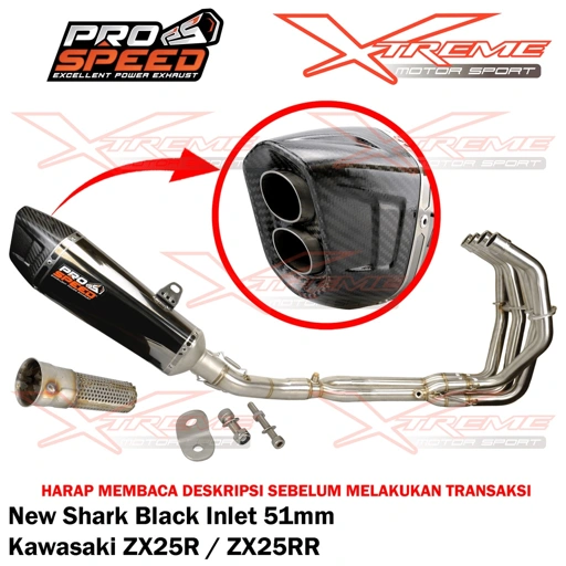 Knalpot Prospeed Shark Black Kawasaki ZX25R 4 Cylinder Fullsystem